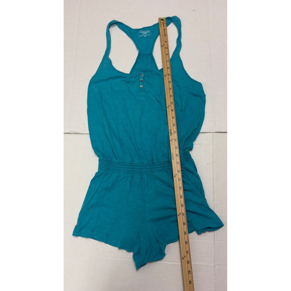 Victoria's Secret Romper M Teal Blue Henley Smocked Racerback Y2K Beach Summer - Picture 5 of 7